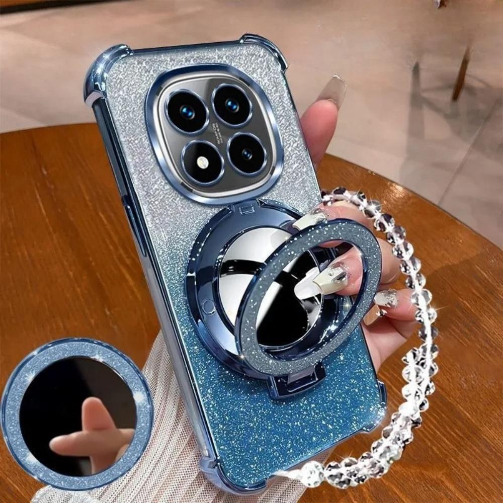 

Чехол для телефона для Xiaomi 14T Pro 15T 13T 12T 11 Lite 15 12X 17 Pro Max Кронштейн Зеркало с хрустальной цепочкой Амортизирующий Ahell For Xiaomi 11 Lite