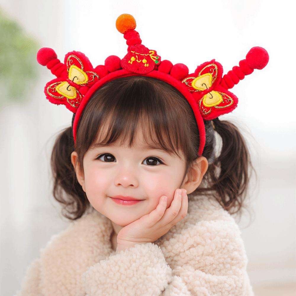Cute Horse New Year Hair Hoop Embroidered Bow Headwear Ancient Style Hairband Golden Lock Bow Hanfu Hair Accessories