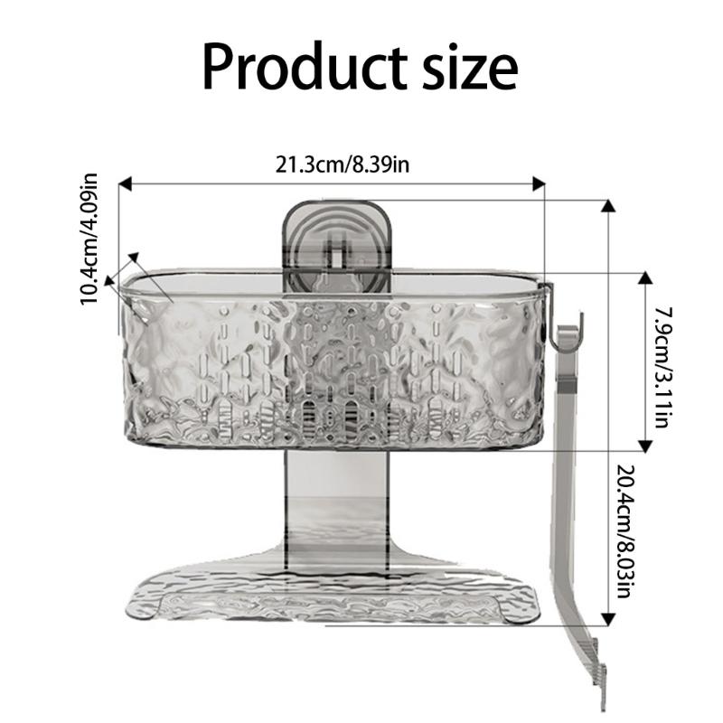 Bathroom Organizers Suction Cup Shelf With Double Layers Ventilated Storage Shelf For Shower Essential And Cosmetics