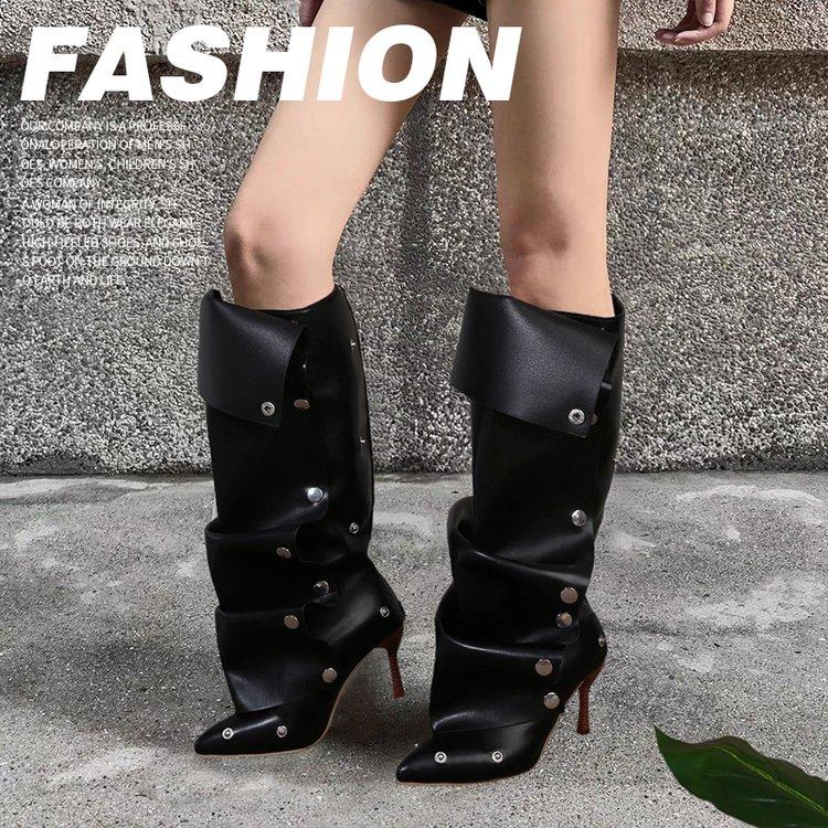 Fashion Designer High Heels Women's High Boots Sexy Pointed Toe Heeled Shoes Autumn 2025 Pumps Chelsea Boots New Trend Goth Woman Boots