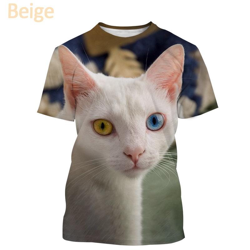 Men And Women Street Art Cool Short-Sleeved All-Match Tops Cat Latest 3D Printing T-shirt Fashion Casual Cute Harajuku Style