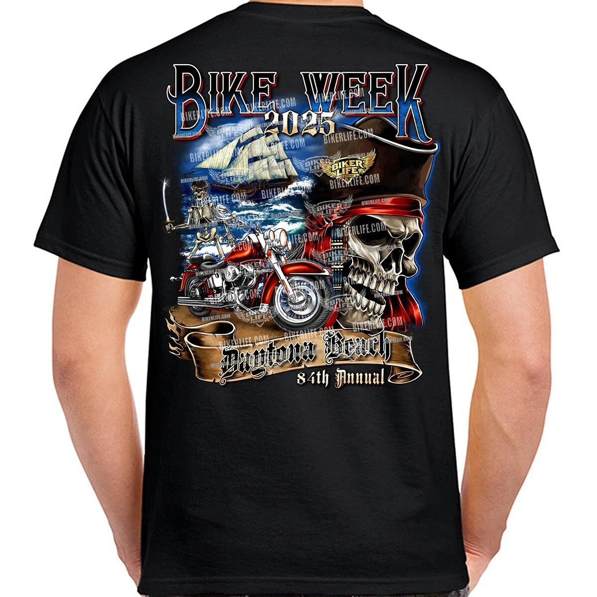 2025 Bike Week Daytona Beach Shipwrecked Pirate T-Shirt No Harley M