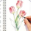 Cuaderno de Acuarela de Flores con Espiral Papel Grueso Guías Fáciles Para Principiantes Práctica Diaria de Arte