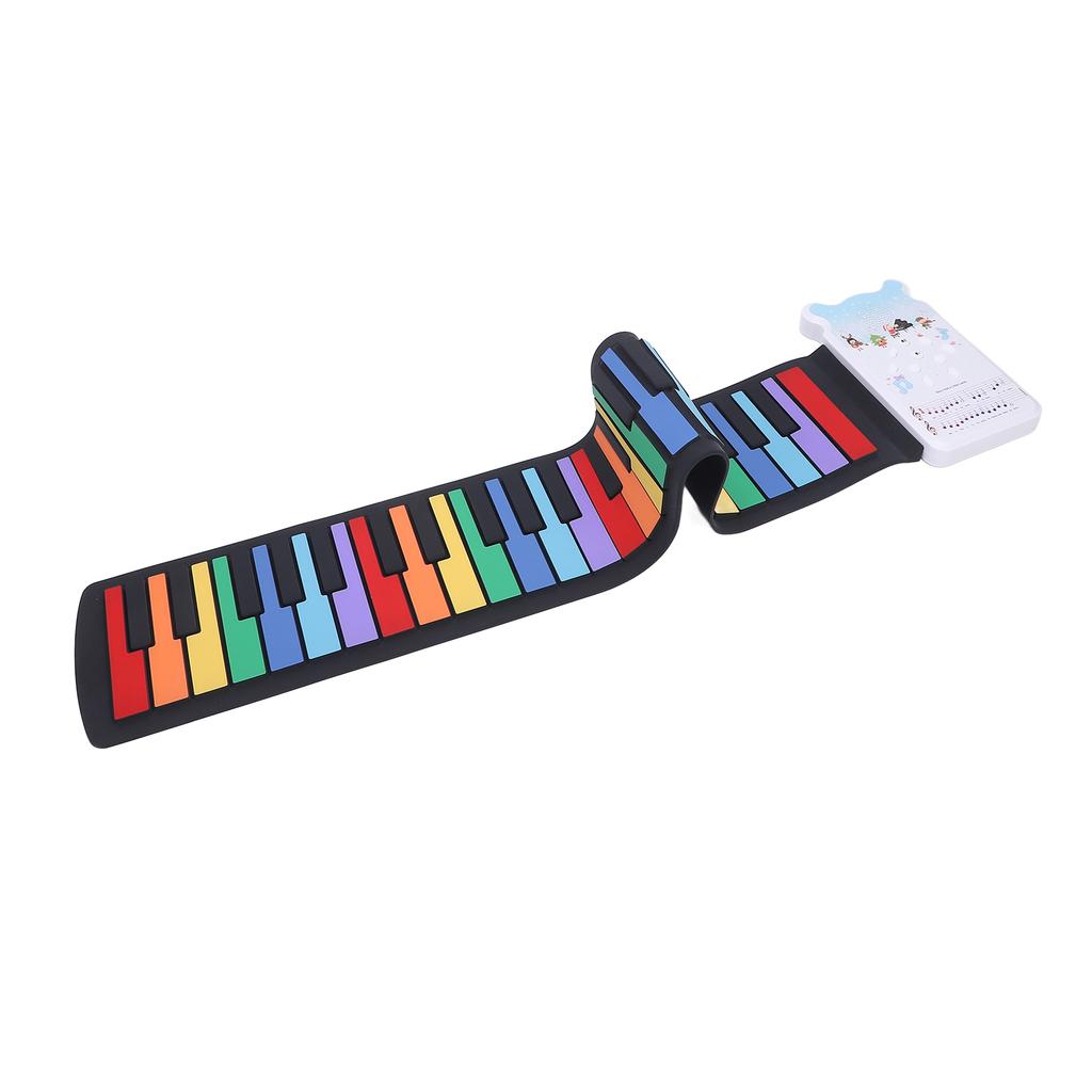 Roll Up Piano Keyboard with Speaker 49 Keys Foldable Colorful USB Rechargeable Silicone Electronic