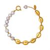 European-Inspired Pig Nose Freshwater Pearl & Titanium Steel Bracelet