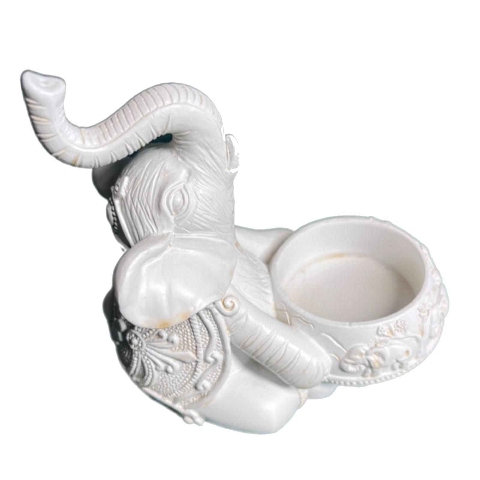 

Elephant Candle Holder Decorative Resin Durable Statue Candlestick for Home Table Study Type A