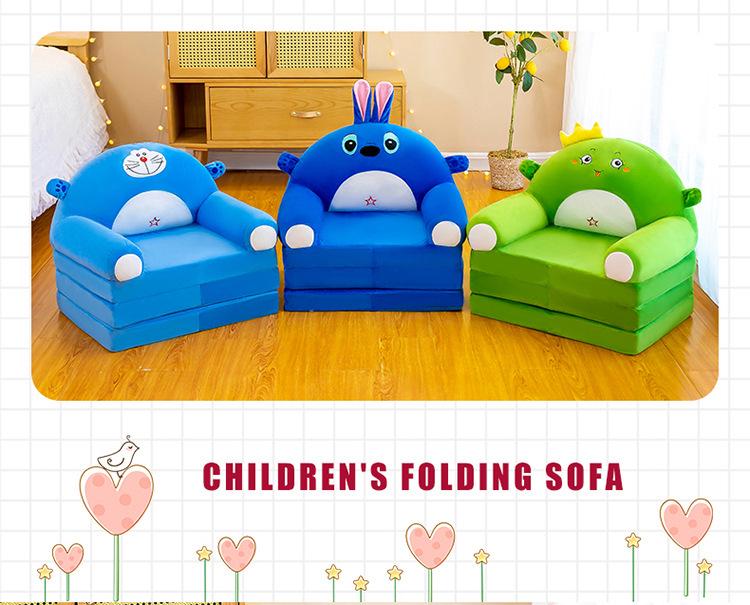 Multi-Function Folding Toddler Sofa: Cartoon Design, Washable Cushion, Perfect for Boys & Girls' Reading and Play.