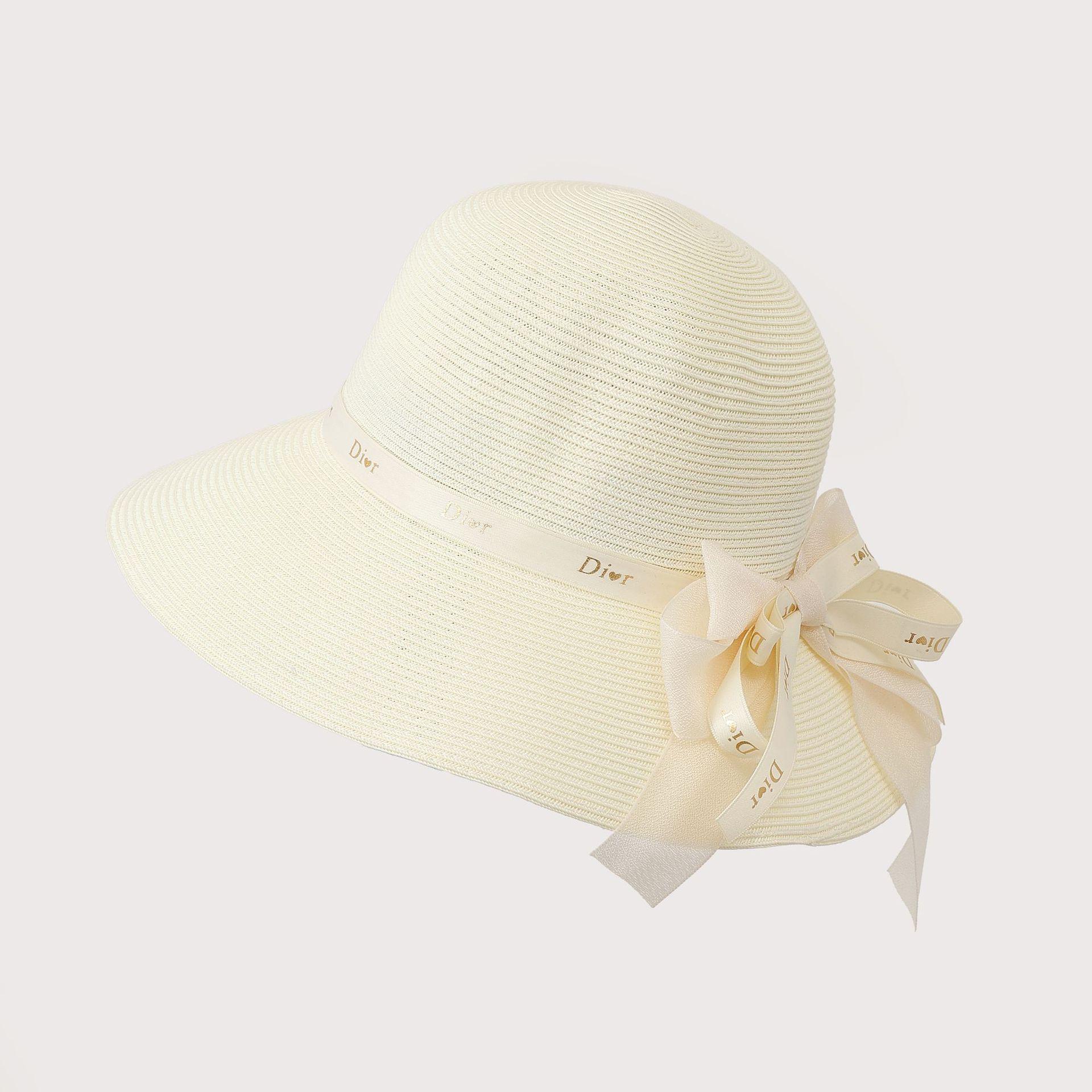 

Летняя новая шляпа женская универсальная шляпа-ведро с бантом, солнцезащитная, защита от УФ-лучей, соломенная шляпа лафит average size