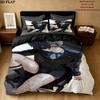 Black Butler Pattern Bedding Quilt Set Quilt Cover Pillowcase Home Birthday Gift(1 * duvet cover + 2 * pillowcase, without core)