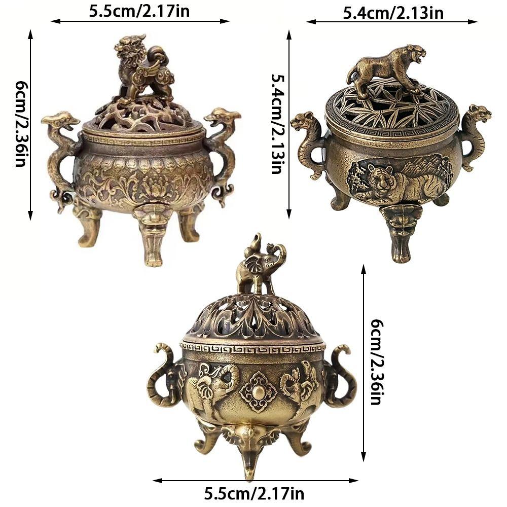 Alloy Incense Burner Hollow Out Three Legged Stove  Tea Ceremony Home Decoration