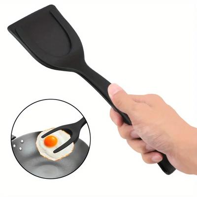 2 en 1 Pince Pelle à Œufs Frits Antiadhésive Cuisine Silicone Spatule Omelette Toast Bacon Pince Friture Steak Accessoires de Cuisine