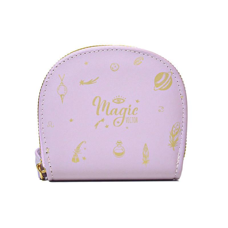 Свежий и красивый цветочный узор Женский кошелек Короткий кошелек на молнии Оптом фиолетовый