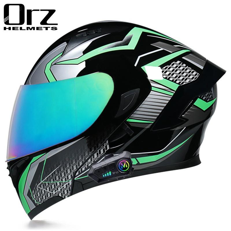 Unisex Full Face Motorcycle Helmet With Bluetooth Headset Scooter Electric Bike Riders All Season Use