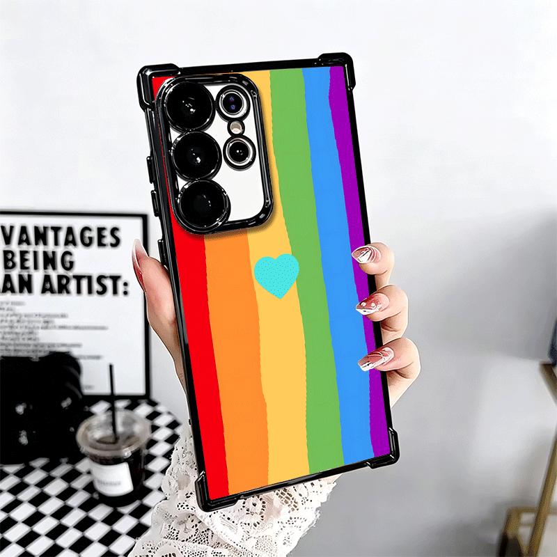 Regenbogen-Gradient-Liebesdesign Beschichtetes Handyhülle Für Samsung Galaxy S24 S25 FE S26 Edge S23 Ultra S22 S21 Plus S20 Sturzfest Aira