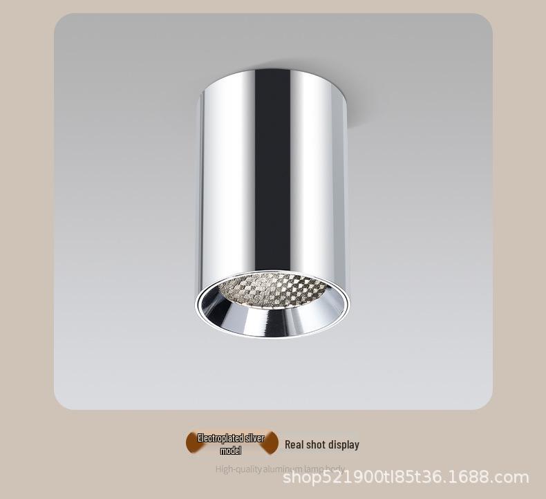 Surface-Mounted Cylinder Spotlight, Anti-Glare Honeycomb, Full Spectrum, Ceiling Light for Bedroom and Living Room.