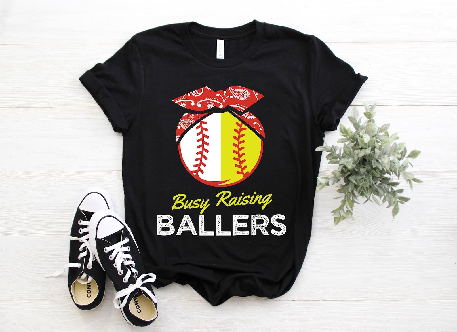 Busy Raising Ballers Softball Baseball T-Shirt, Baseball Gifts, Birthday Present, Girls Softball Tee, Youth TShirts, Funny Softball Coach 100