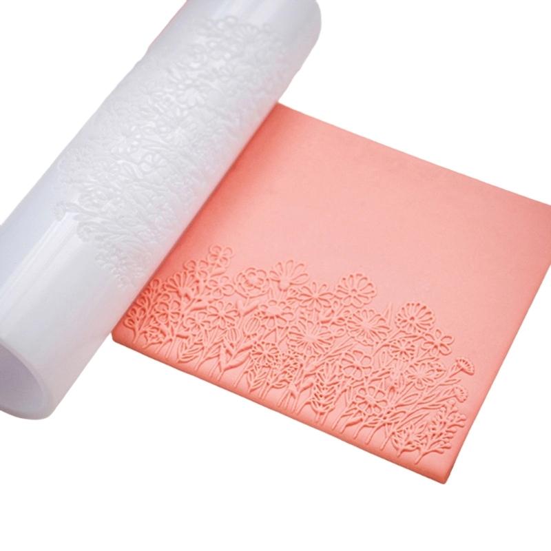 Ergonomic Floral Pattern Clay Embossing Roller For Polymer Jewelry Making Earrings Crafting Supplies Rolling Pin