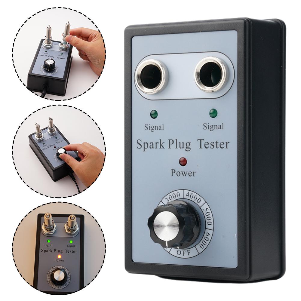 High Quality Dual Hole Car Spark Plug Tester Detector With Two Testing Holes for 12V Gasoline Ignition Plug Test Diagnostic Tool