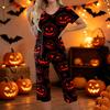 Women Two Piece Halloween Print Outfit Short Sleeve Top and Cropped Pants Casual Sportswear Set for Daily Wear