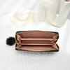 Spring and summer new women's wallet indentation medium and long clutch bag trendy love hairball change mobile phone bag