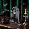Crow Candle Holder Halloween Tea Lamp Holder Gothic Resin Crow Candlestick Statue Home Decorative Candlestick Stand Props