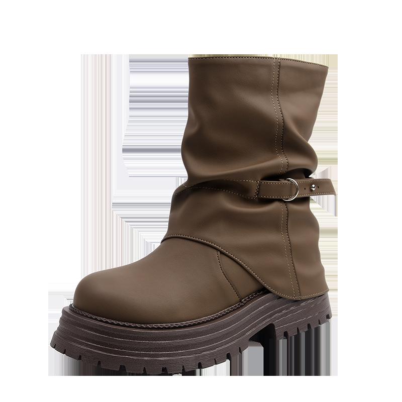 

Fat mm short boots retro Martin boots big tube circumference thicksoled trousers boots thick legs large size women s shoes to 44