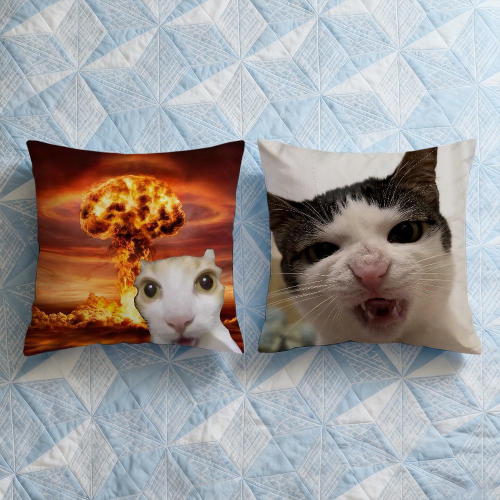 Cushion Cover Soft Meme Case Funny Sofa Living Room Home Comfortable Office Decor Cat Protective Pillow