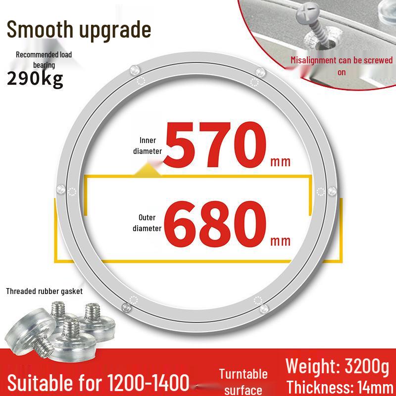 Round Marble Wooden Dining Table with Silent Aluminum Lazy Susan and Rotating Base