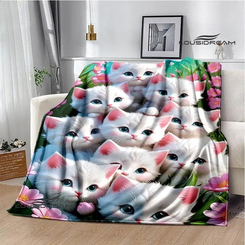 3D Cute Cat Printed Blanket Flannel Warm Blankets Soft and Comfortable Blanket Bed Linings Cubre Cama Birthday Gift