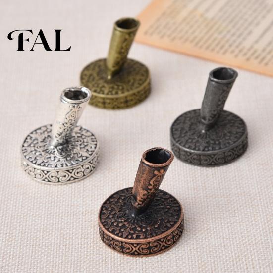 Metal Dip Pen Stand Vintage Round Holder, Durable Exquisite Carved Desktop Ornament, Calligraphy Base Pens And Quill Supply, for Desk Decoration
