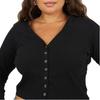 BRAVE SOUL Womens/Ladies Ribbed V Neck Plus Long-Sleeved Crop Top