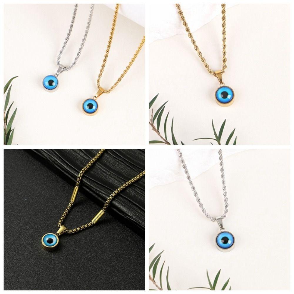 Round Eye Twisted Collarbone Choker Twisted Chain Pendant Chain Necklace Demon Eye Necklace  Gift