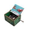 Wooden Hand-cranked Music Box Christmas Music Box Retro Engraving Exquisite Painted Glue