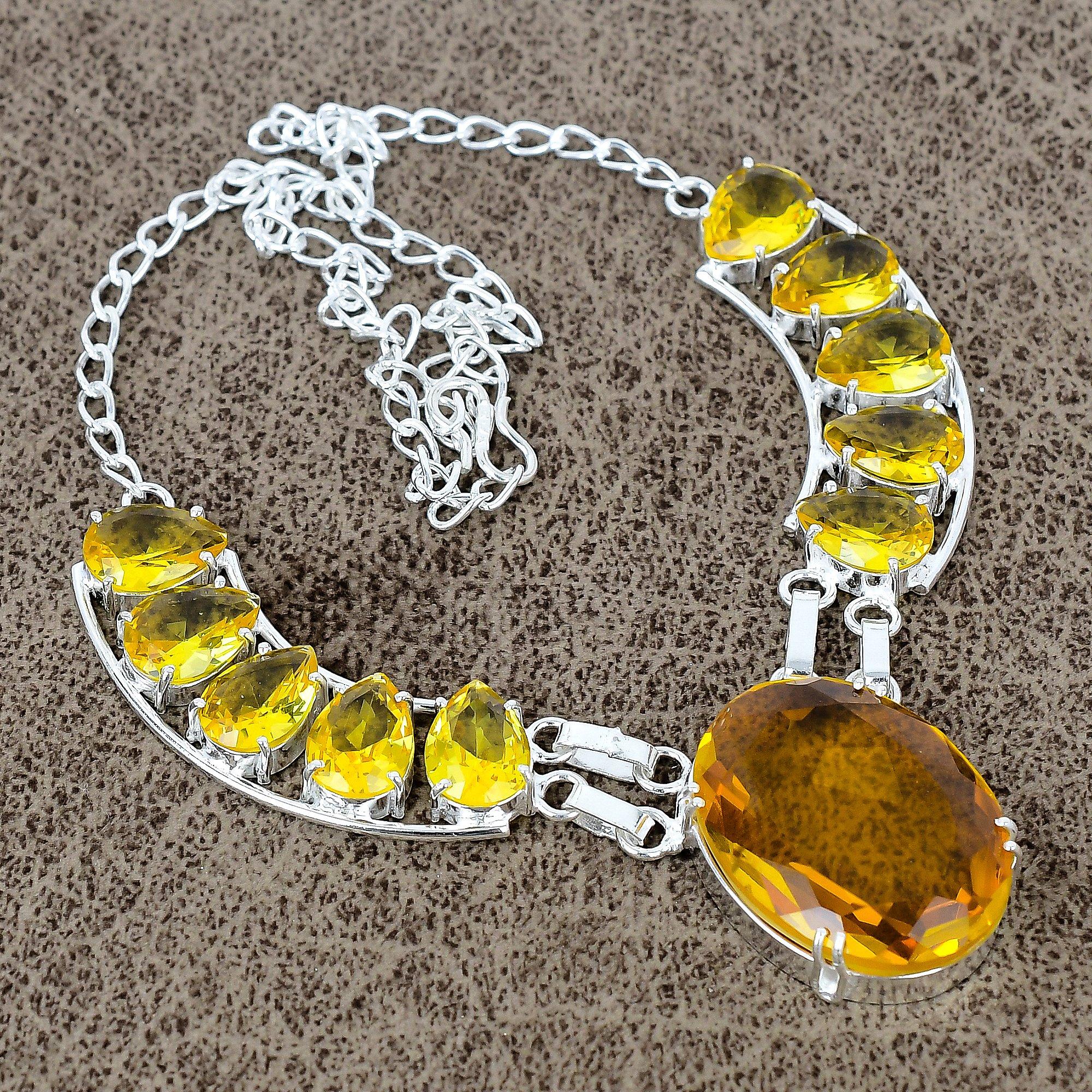 

Citrine Gemstone Handmade 925 Sterling Silver Jewelry Necklace 18 KKG-426