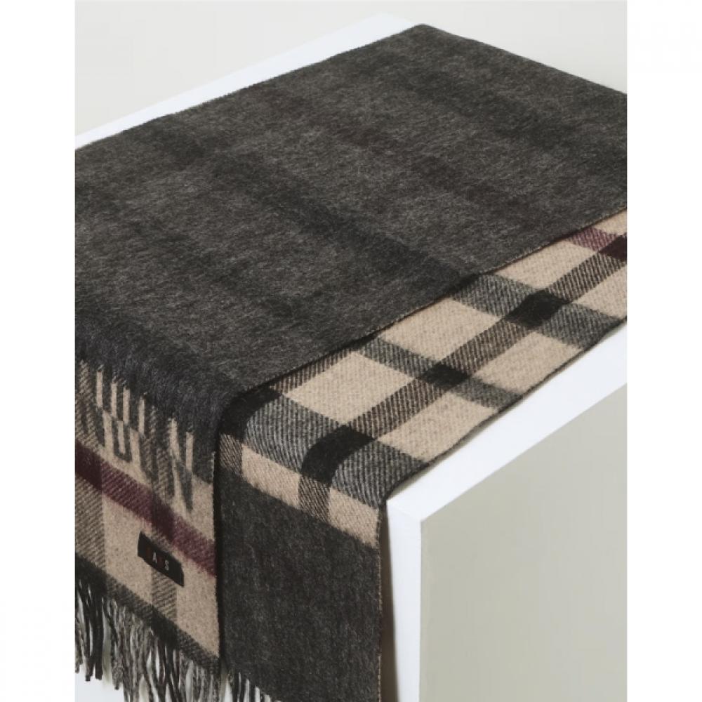 Daks Unisex Reversible Muffler Gray Check Pattern Cashmere Blend Dcmu6fe86g2