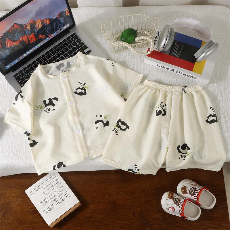 Children's Short Sleeved Set Summer Cotton Cartoon Two-piece Home Suit