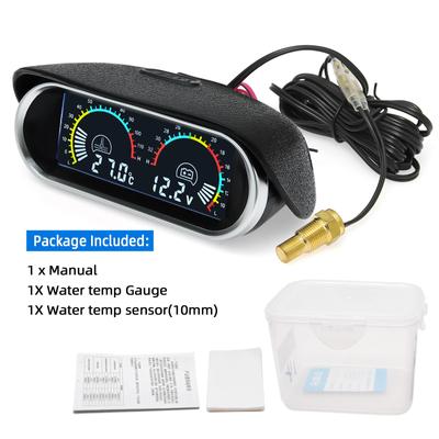 2 en 1 Auto Numérique Température d'Eau Mètre & Voltmètre & Manomètre de Pression d'Huile Volt Mètre de Tension avec Capteurs 1/8NPT Pour Voiture Camion 12V 24V