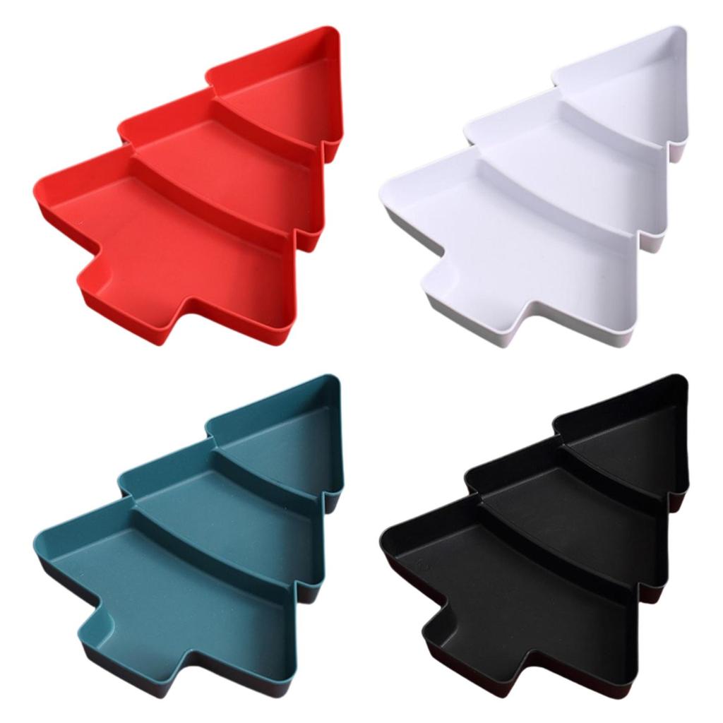 4Pcs Snack Serving Trays Snack Trays Christmas Decor Travel Box 3 Compartments Appetizer Tray Nuts Serving Trays for Dessert