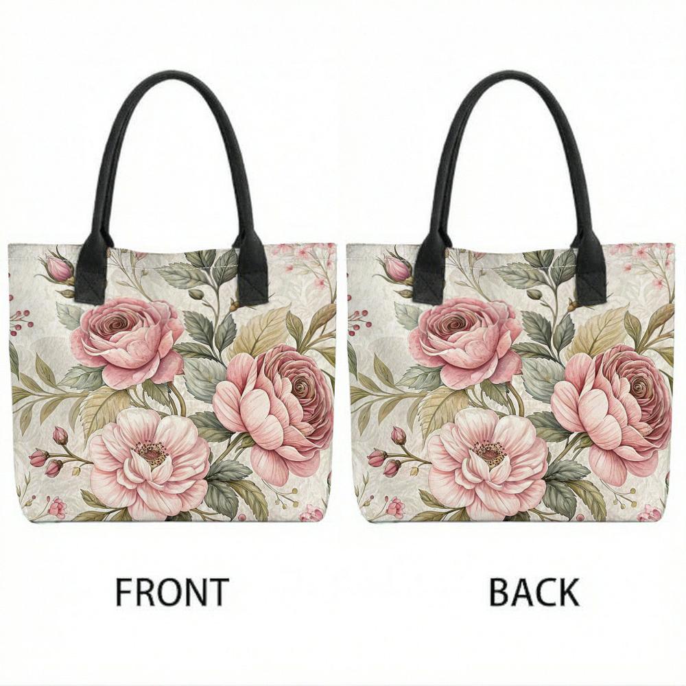 Bolso de Lona con Estampado Floral Vintage