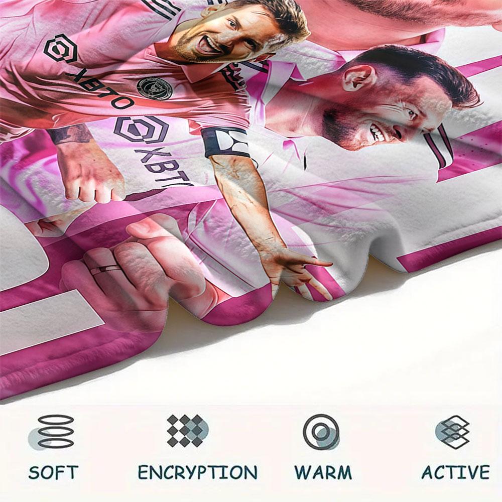 1PC Lionel Messi Patterned Flannel Blanket Suitable For All Seasons for Home Decor Warmth and Comfort Gifts Holiday Present