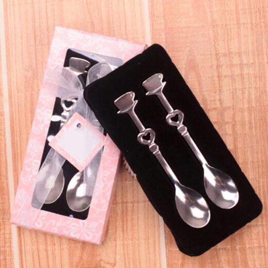 2 ks Love Heart Nerezová sada čajových lžiček na kávu Wedding Favor Party Gift