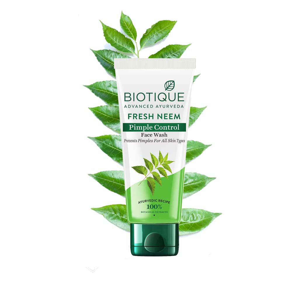 Biotique Fresh Neem Pimple Control Face Wash 150ml | Ayurvedic Foaming Cleanser for Clear Skin | Prevents Breakouts