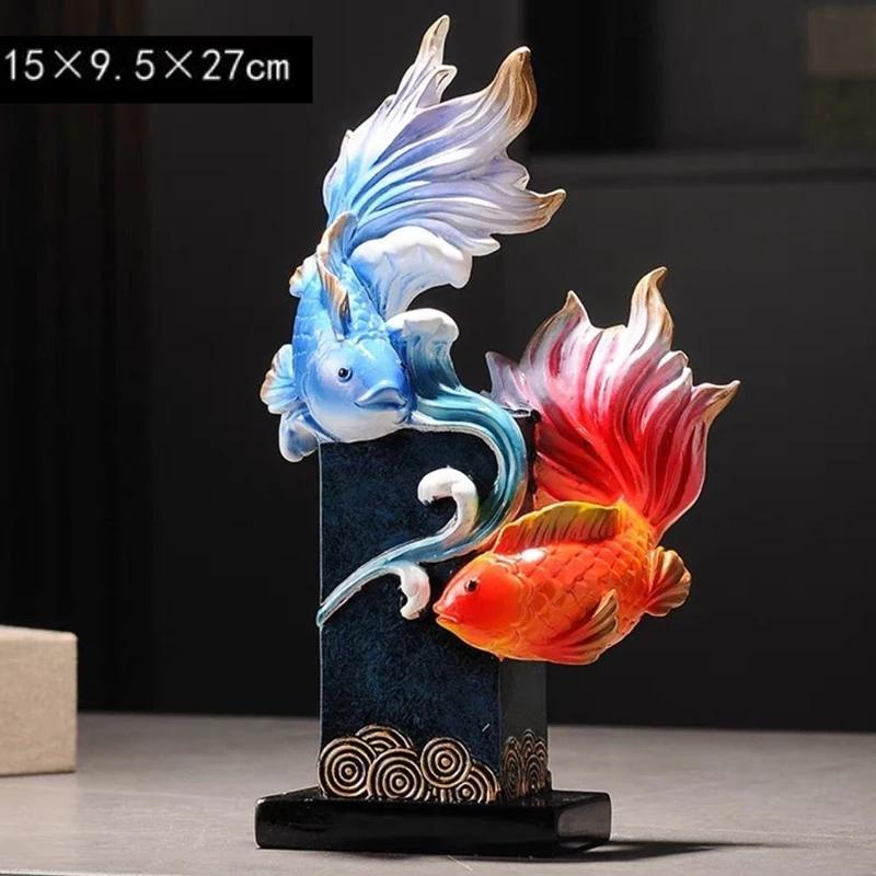 

Creative Resin Fish Sculpture Decor, Luxury Home, Living Room, Office, Dining Room, Blessing Decoration, Abstract Wealth, 1Pc