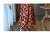 Women's Elegant French Floral Pleated Strappy Dress - Summer High Waist A-line Long Skirt