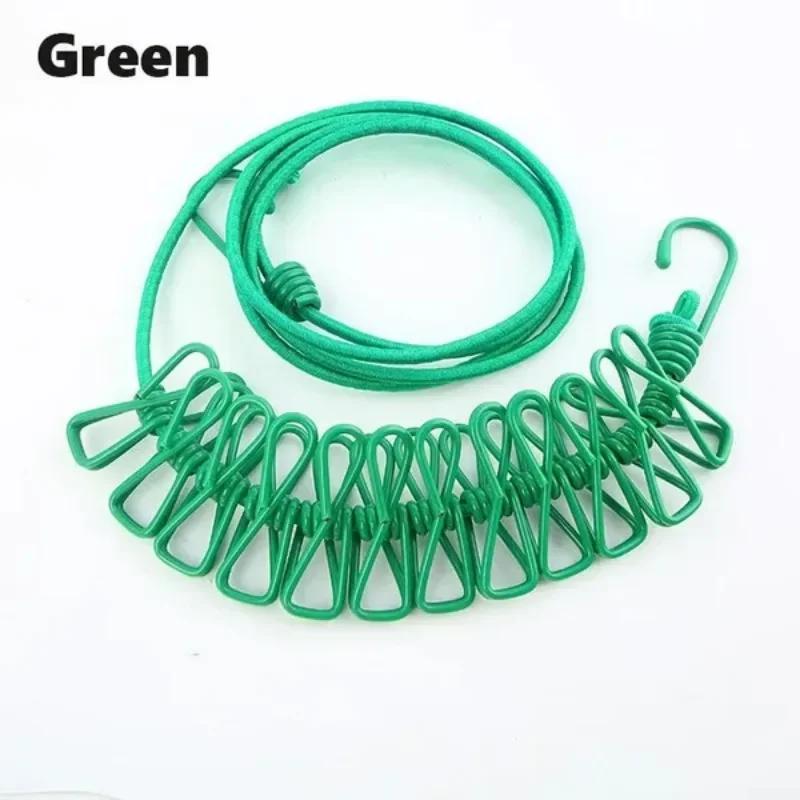 1 Pc Outdoor Portable 12 Clips Clothesline Multifunction Windproof Clothes Hanging Rope Camping Traveling Laundry Line