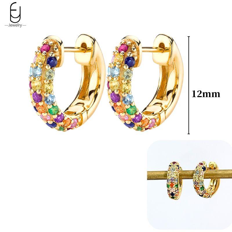925 Silver Ear Buckles Fashion Hoop Earrings Colorful Crystal Pendants Gold Earring Premium Luxury Women's Jewelry Gift
