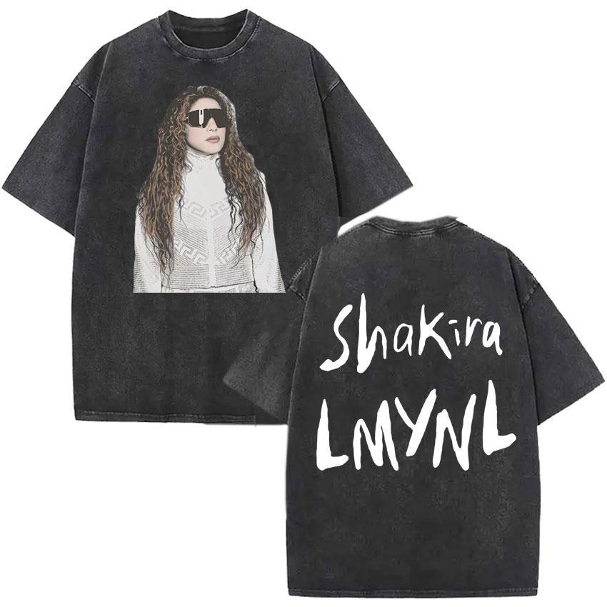 Singer Shakira Las Mujeres Ya No Lloran World Tour Tshirts Mens Hip Hop Tshirt Vintage Washed Summer Oversized Cozy Tee Shirt