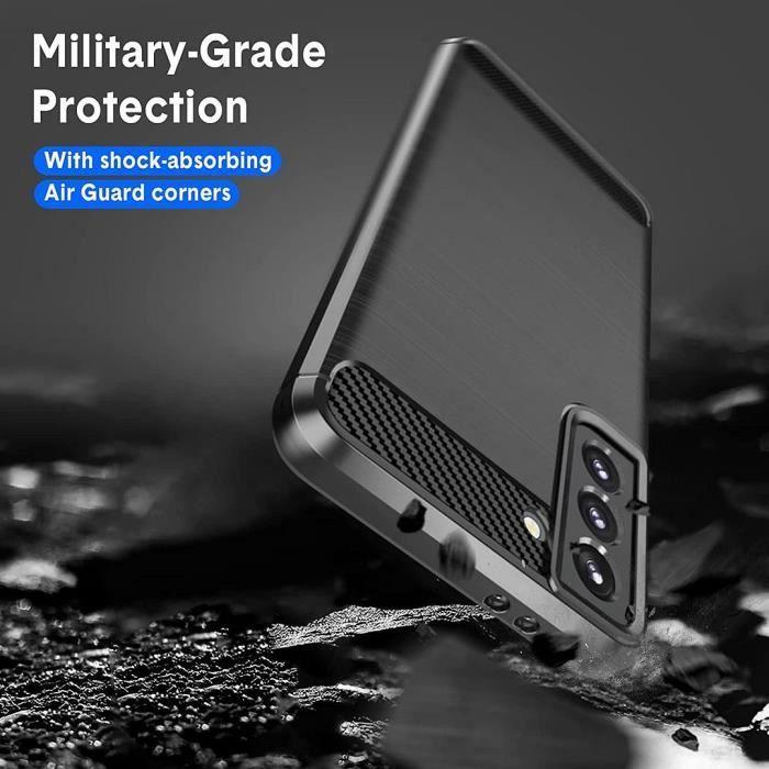 Coque de protection - PROSHOP - pour Samsung S22 Plus - Souple - Fibre de carbone - Noir - avec 2 Verres Trempés