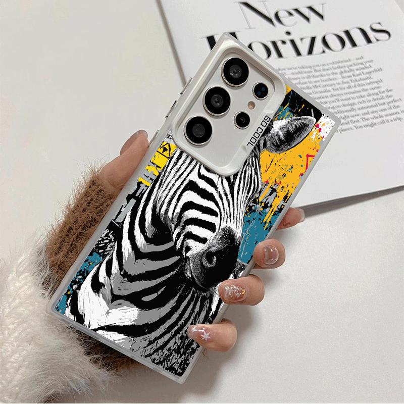 

Zebra Stripe Black White Soft Phone Case for Samsung Galaxy S24 S25 FE S26 Edge S23 Ultra S22 Plus S21 + Shockproof Cover Back S Samsung S25 FE