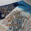 Used Handwoven, hand-embroidered, double-sided embroidery, indigo-dyed, thick stole